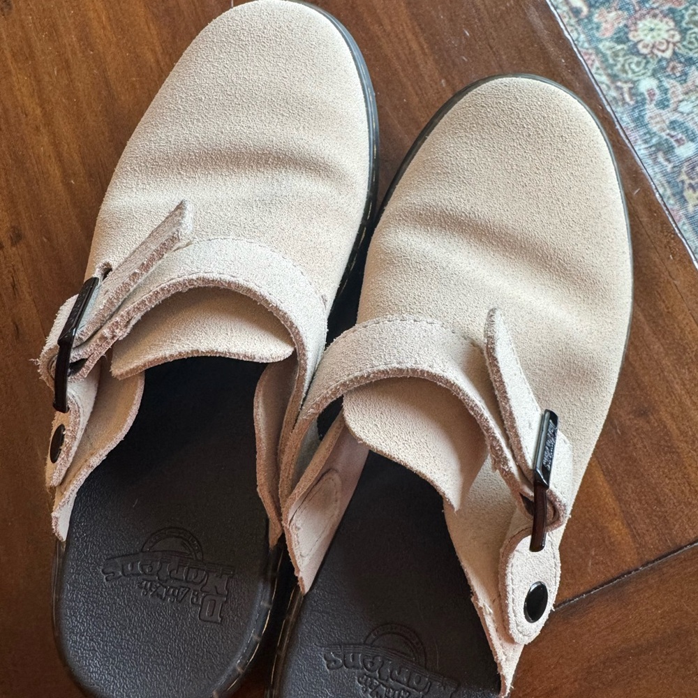 Dr. Martens Light Tan Suede Mules